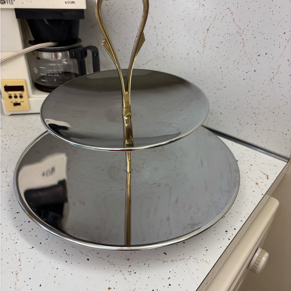 Elegant Two-Tier Silver plate Serving Tray